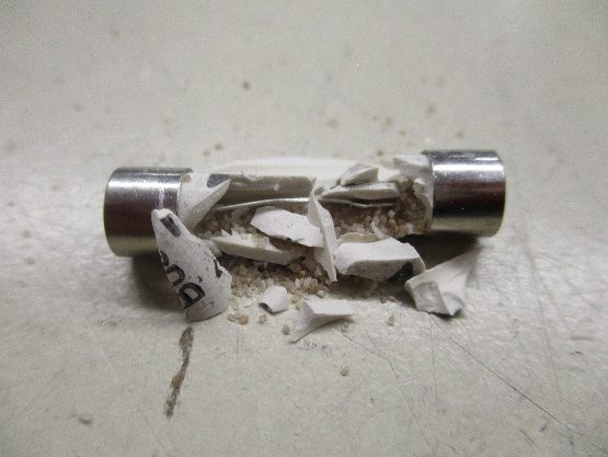 Ruptured fuse recovered during examination